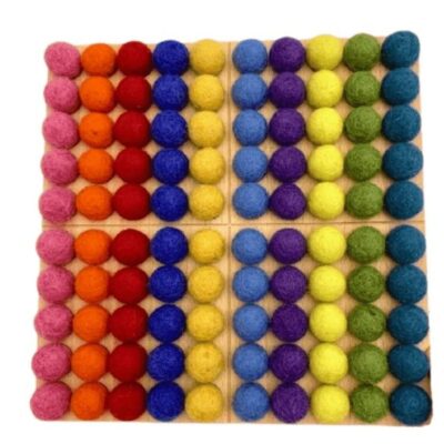 Montessori Materials Fire the Imagination  | Counting Board With Bright Felt Balls (2Cm)